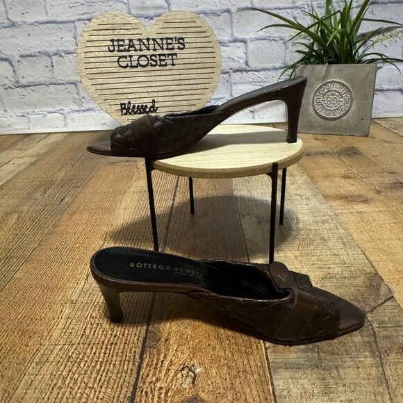 Bottega Veneta Woven Sandals Intrecciato Damier Leather Check Sz 38 US 8 COA - Picture 3 of 16